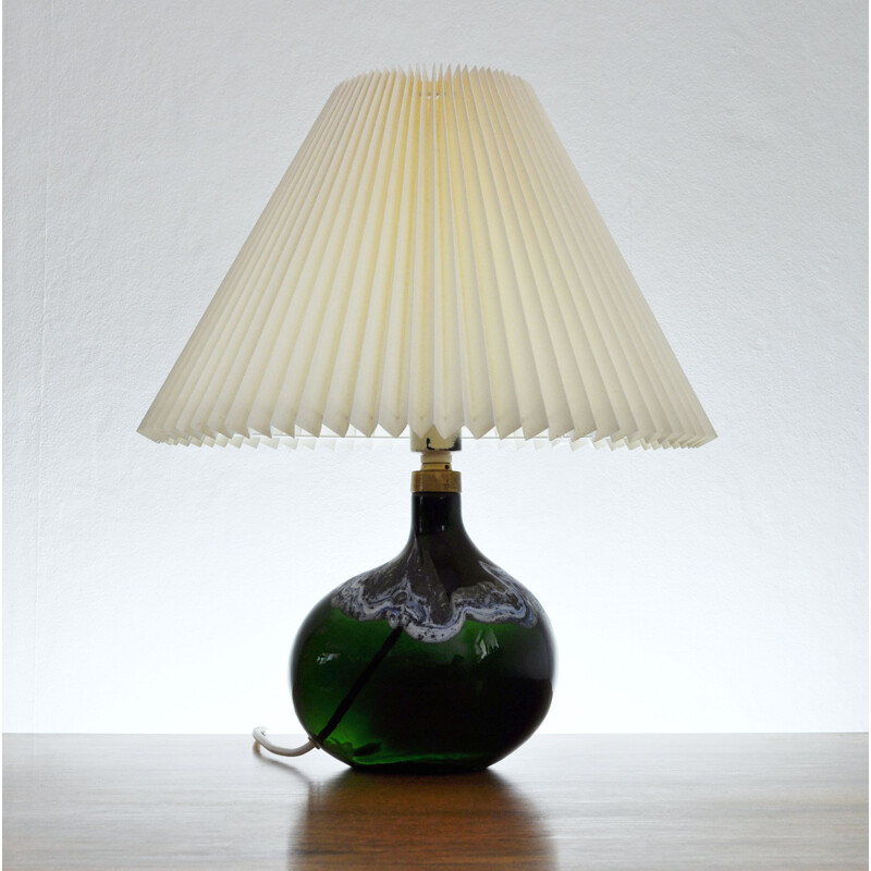 Vintage dark emerald art glass lamp by Michael Bang for Holmegaard, 1970