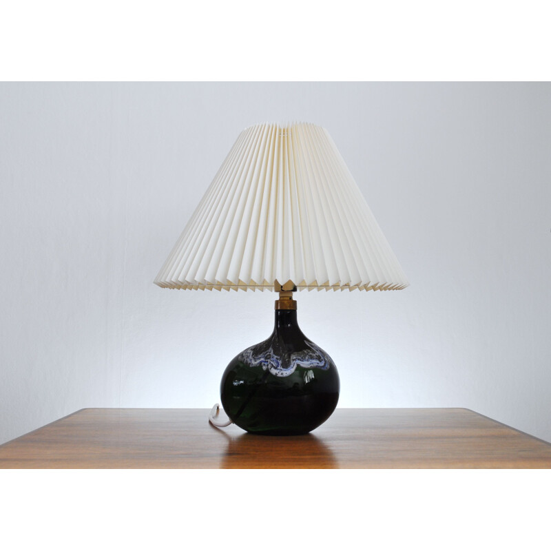 Vintage dark emerald art glass lamp by Michael Bang for Holmegaard, 1970