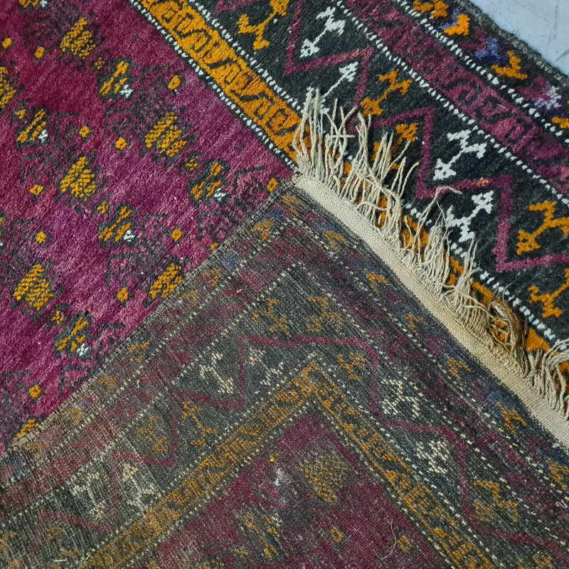 Vintage hand knotted wool Beluch rug