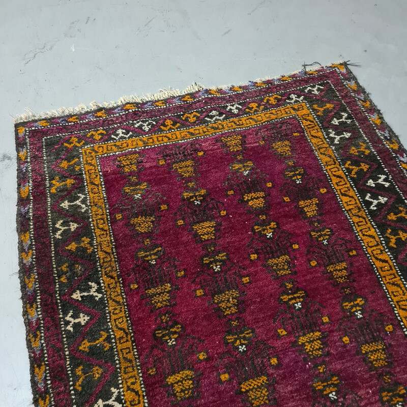 Vintage hand knotted wool Beluch rug