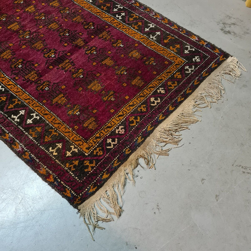 Vintage hand knotted wool Beluch rug