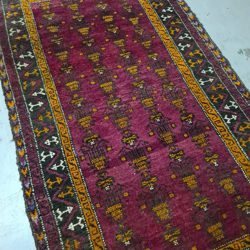 Vintage hand knotted wool Beluch rug