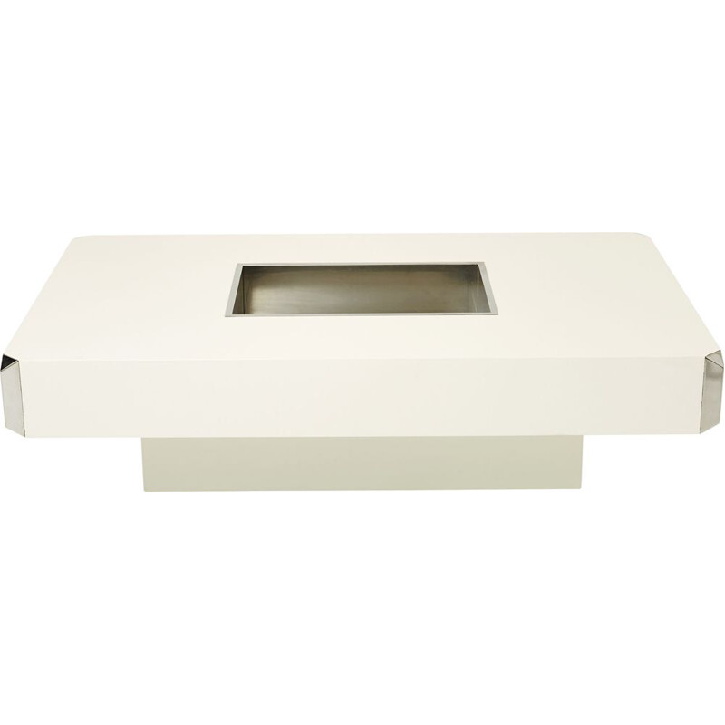 Vintage coffee table in white lacquer by Mario Sabot 1970