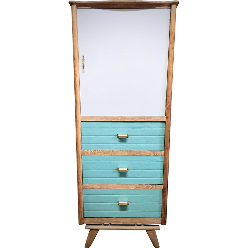 Narrow vintage cabinet with compass legs