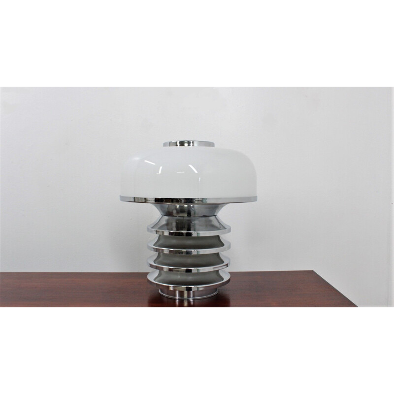 Vintage chrome and blown glass table lamp by Vistosi, 1970s