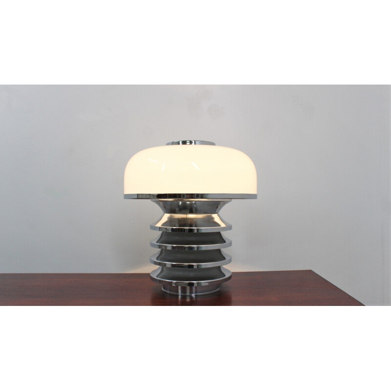 Vintage chrome and blown glass table lamp by Vistosi, 1970s