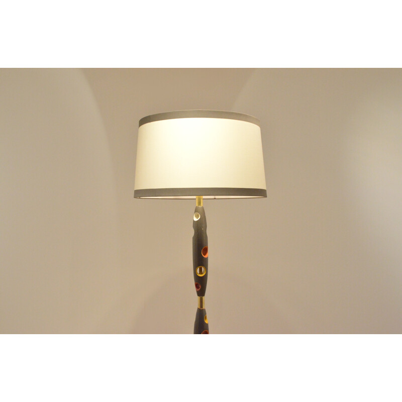 Italian floor lamp in lacquered wood and marble - 1950s