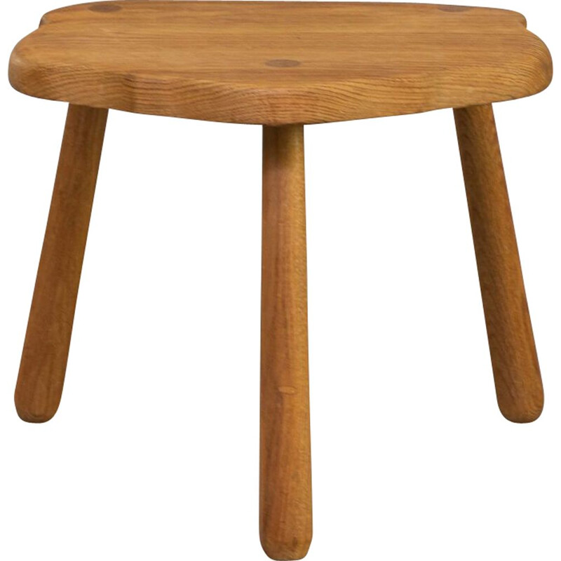 Vintage smoked oak wooden stool