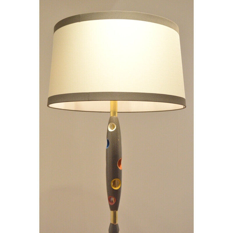 Italian floor lamp in lacquered wood and marble - 1950s
