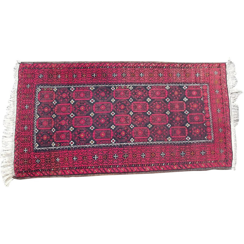 Vintage hand knotted wool turkmen rug