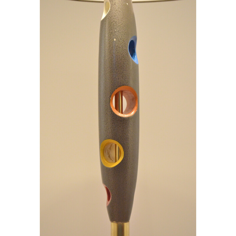 Italian floor lamp in lacquered wood and marble - 1950s