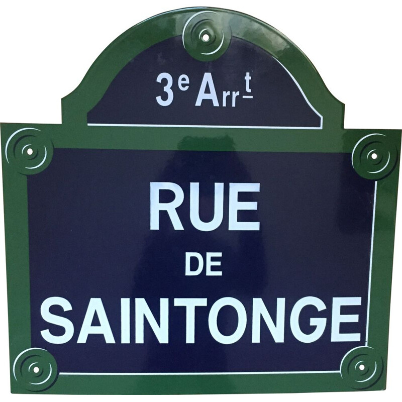Plaque vintage "nom de rue" émaillée, France 1990
