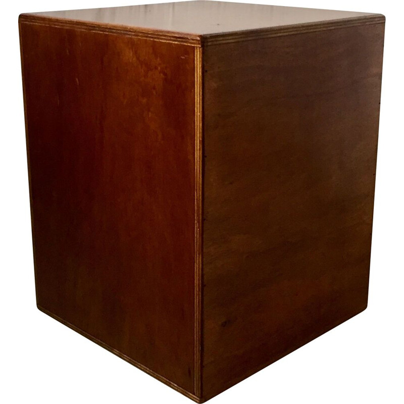 Tabouret cube vintage en bois, 1980