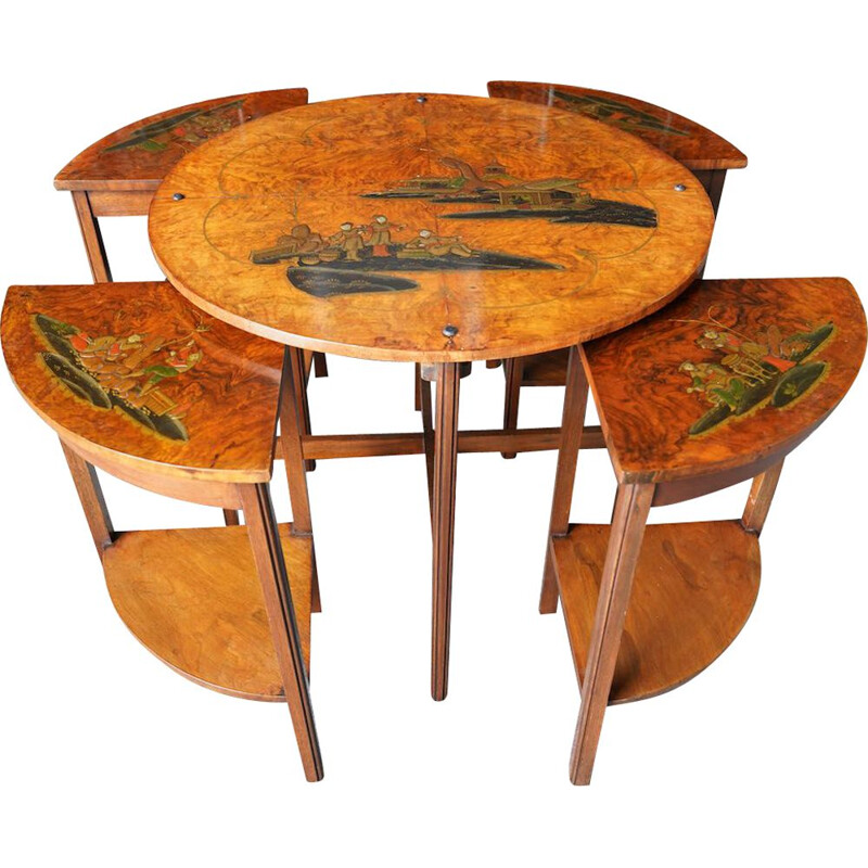 Vintage Shibayama inlaid Japanese nesting tables, 1900