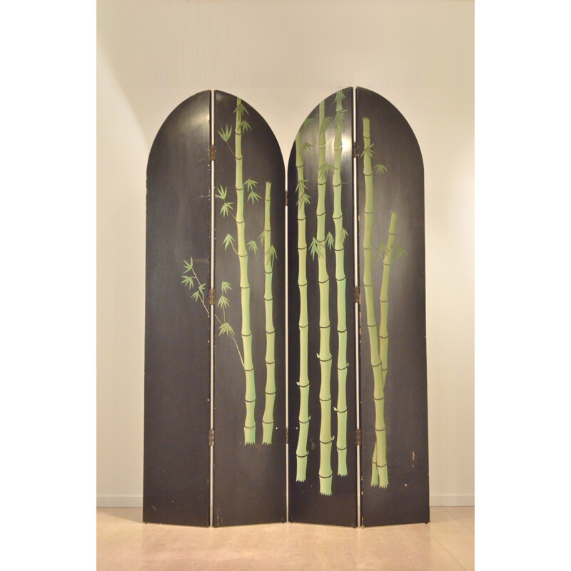 French folding screen with floral patterns - 1960s