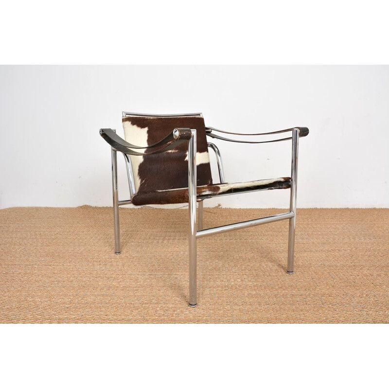 Vintage Lc1 Sessel aus Metall und Leder von Le Corbusier für Cassina, 1970