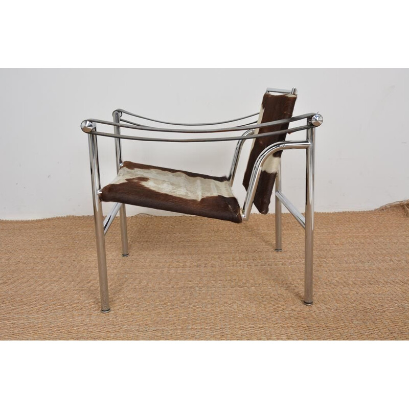 Vintage Lc1 Sessel aus Metall und Leder von Le Corbusier für Cassina, 1970