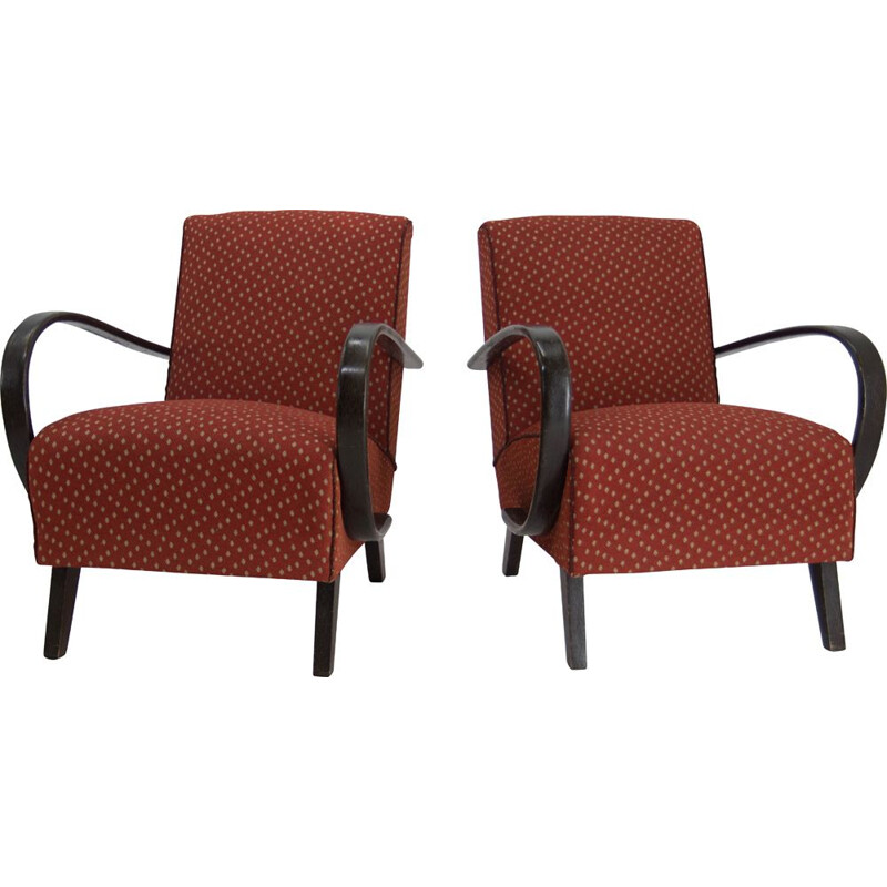 Pair of vintage armchairs by Jindrich Halabala, 1940s