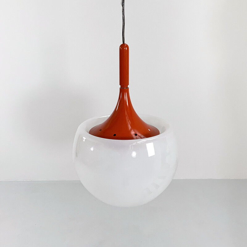 Vintage pendant lamp in metal & glass by Elio Martinelli for Matinelli Luce, 1960s