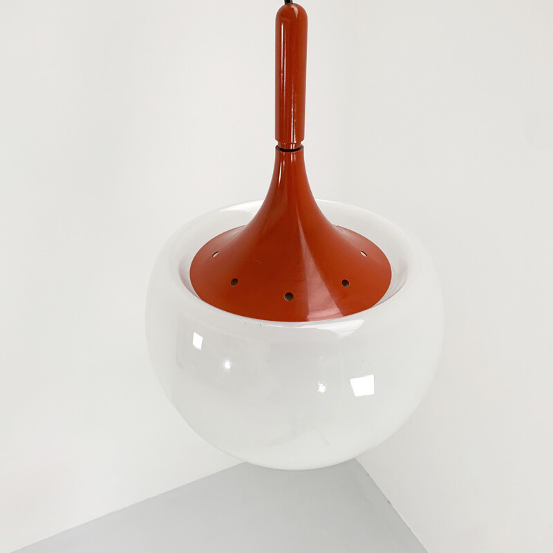 Suspension vintage en métal et verre par Elio Martinelli pour Matinelli Luce, 1960