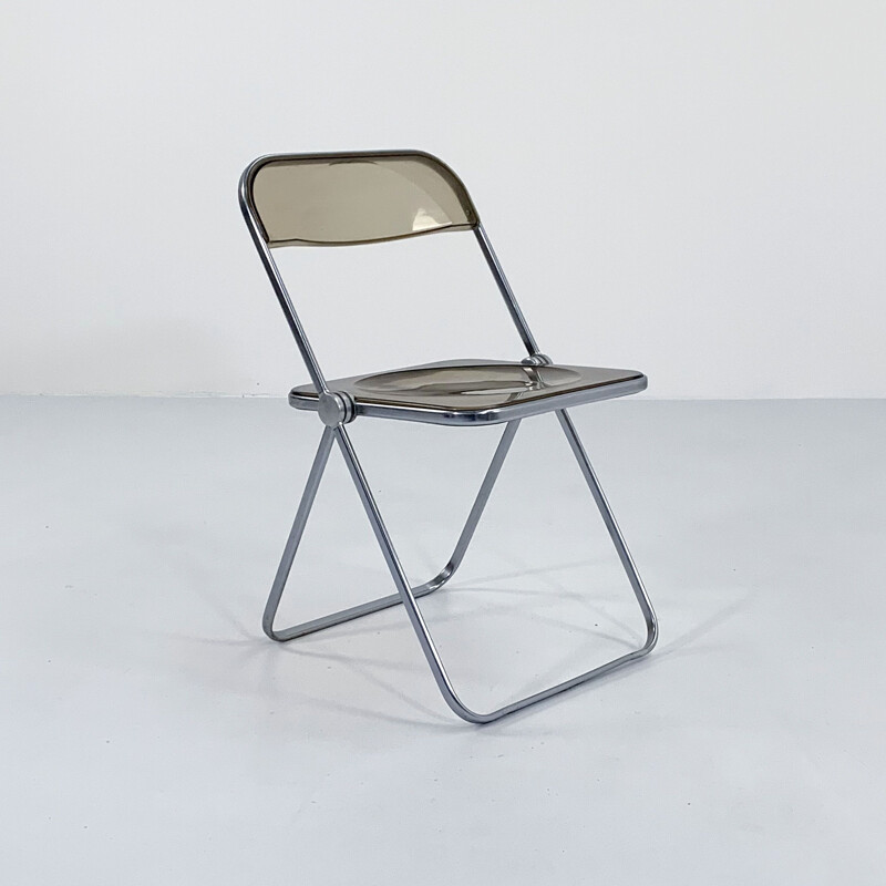 Vintage smoke Plia chair by Giancarlo Piretti for Anonima Castelli, 1960s