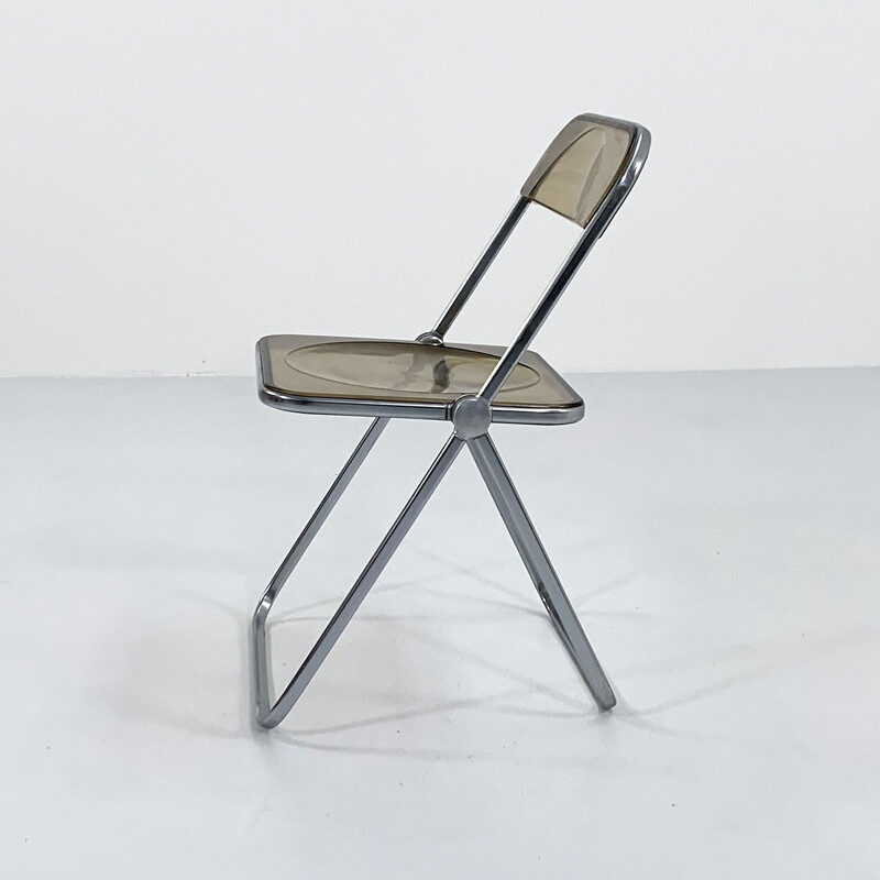 Vintage smoke Plia chair by Giancarlo Piretti for Anonima Castelli, 1960s