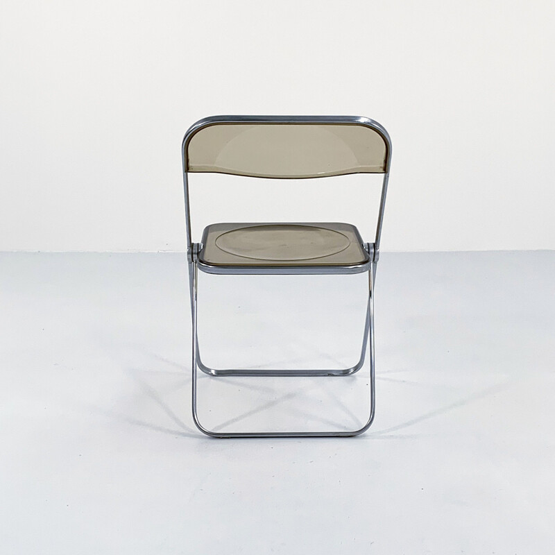 Vintage smoke Plia chair by Giancarlo Piretti for Anonima Castelli, 1960s