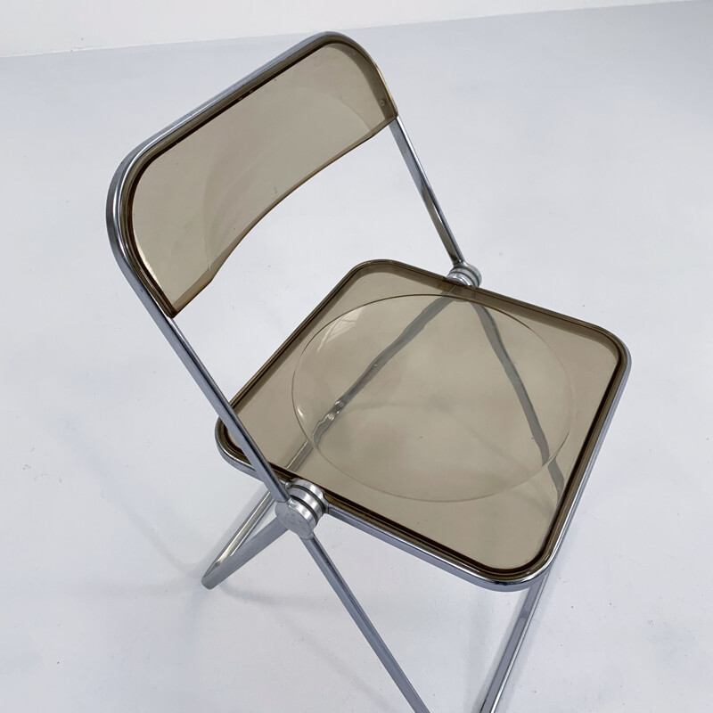 Vintage smoke Plia chair by Giancarlo Piretti for Anonima Castelli, 1960s