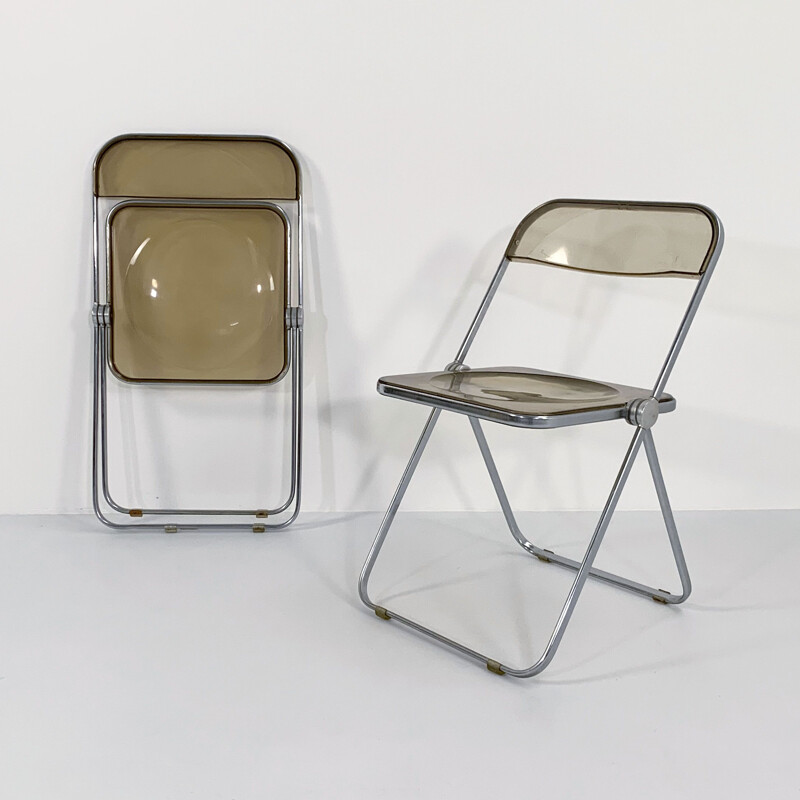 Ensemble de 4 chaises vintage Plia fumées par Giancarlo Piretti pour Anonima Castelli, 1960