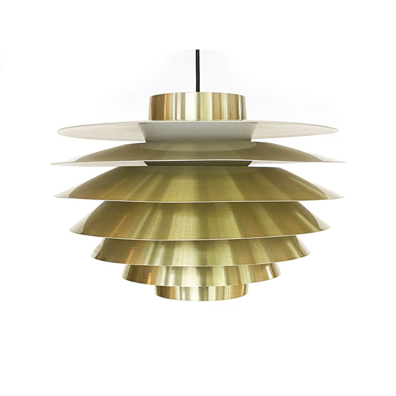 Vintage golden pendant lamp "Verona" by Sven Middelboe for Nordisk Solar Compagni, Denmark 1970s