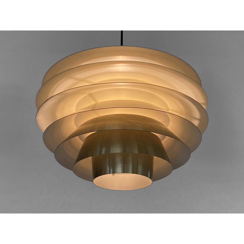 Vintage golden pendant lamp "Verona" by Sven Middelboe for Nordisk Solar Compagni, Denmark 1970s