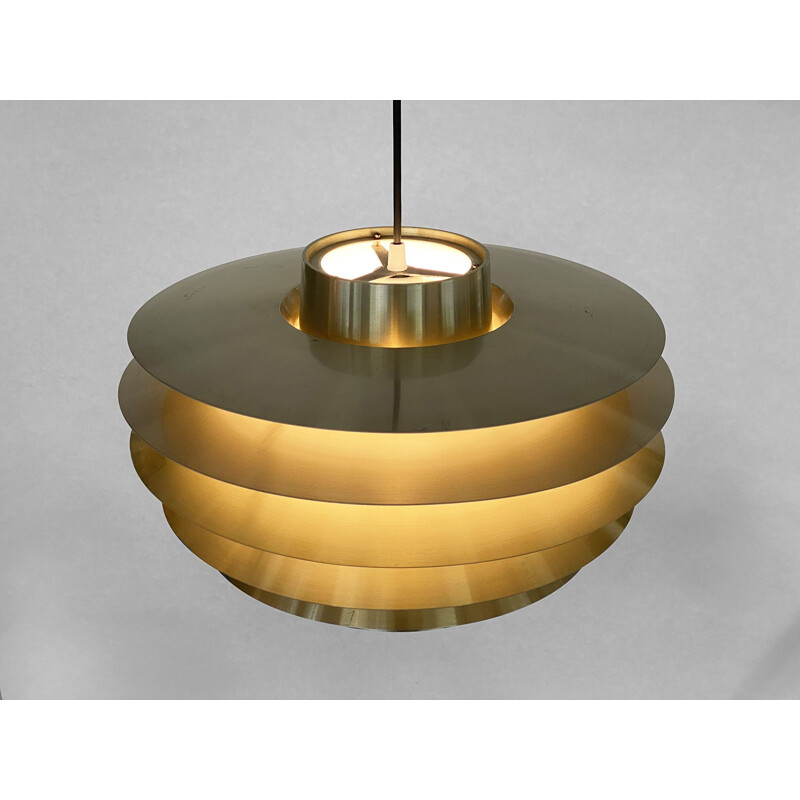 Vintage golden pendant lamp "Verona" by Sven Middelboe for Nordisk Solar Compagni, Denmark 1970s