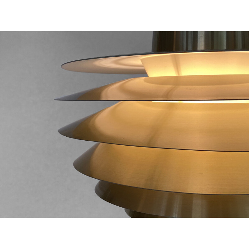 Vintage golden pendant lamp "Verona" by Sven Middelboe for Nordisk Solar Compagni, Denmark 1970s