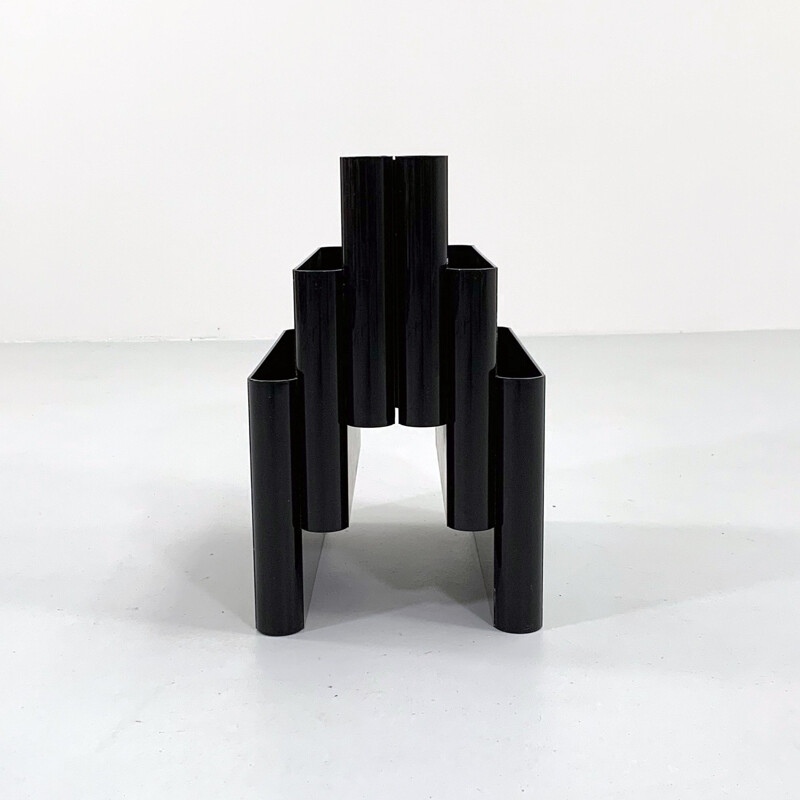 Vintage black magazine rack by Giotto Stoppino for Kartell, 1970s