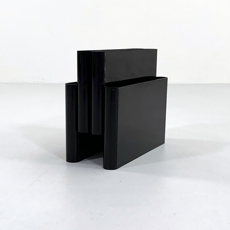 Vintage black magazine rack by Giotto Stoppino for Kartell, 1970s