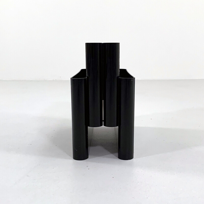 Vintage black magazine rack by Giotto Stoppino for Kartell, 1970s