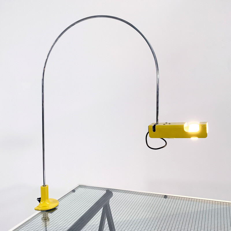 Vintage yellow Spider desk lamp by Joe Colombo for Oluce, 1960s