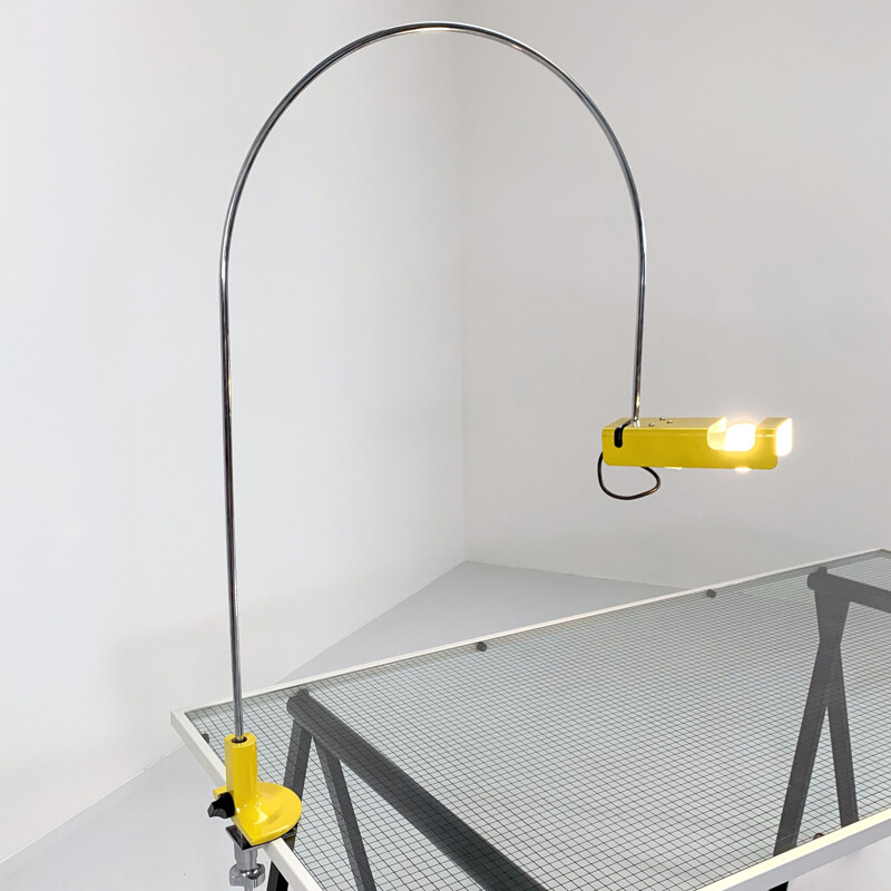 Vintage yellow Spider desk lamp by Joe Colombo for Oluce, 1960s