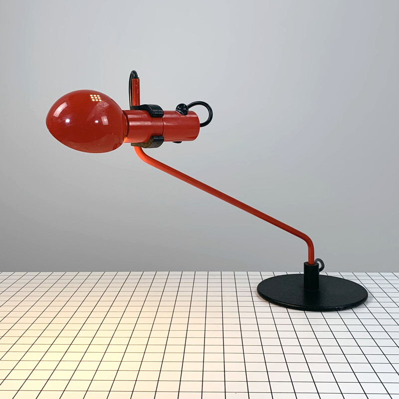 Vintage rode bureaulamp van Raul Barbieri