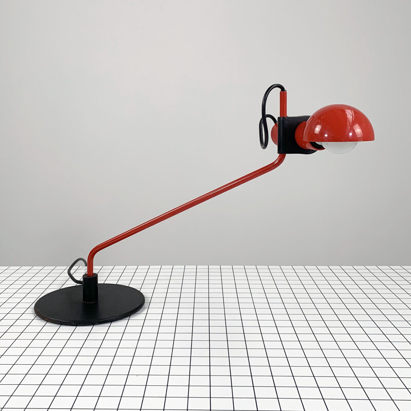 Rote Vintage-Schreibtischlampe von Raul Barbieri