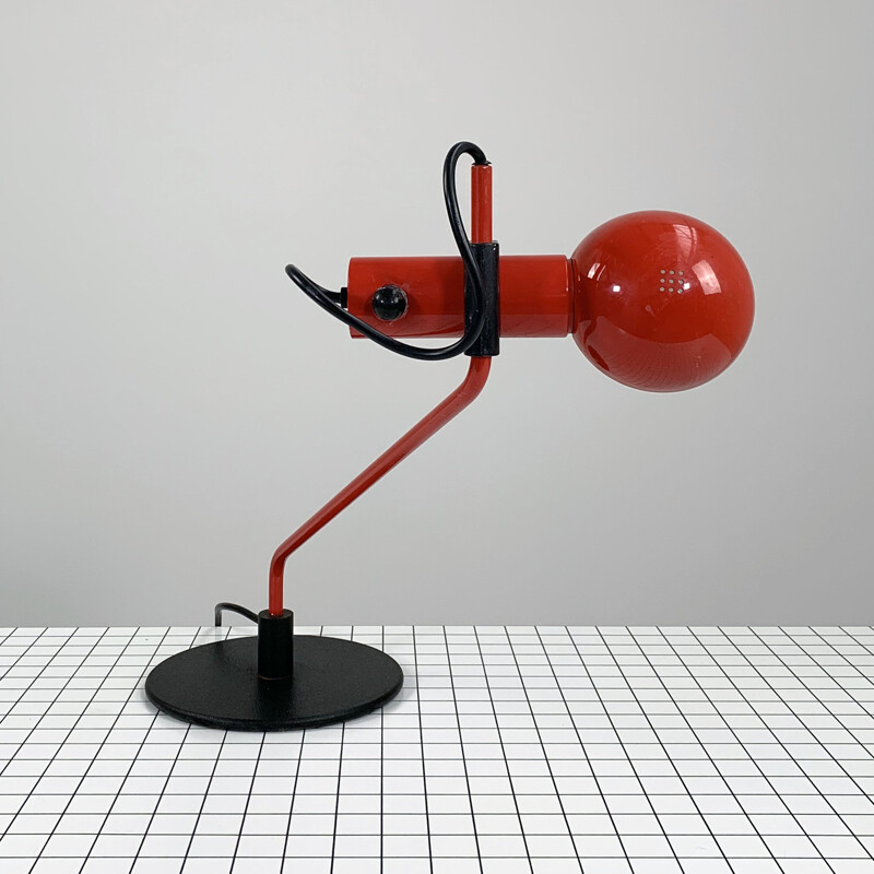 Rote Vintage-Schreibtischlampe von Raul Barbieri
