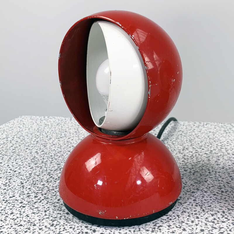 Pair of vintage red Eclisse table lamps by Vico Magistretti for Artemide, 1960s