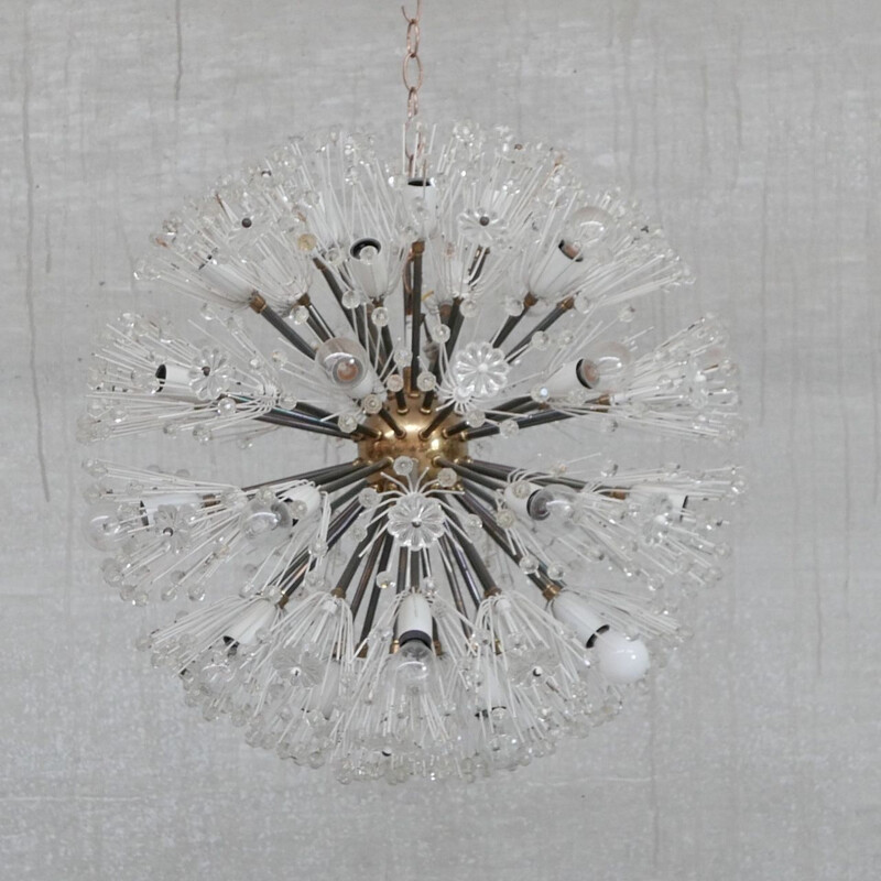 Austrian mid-century glass and brass pendant lamp by Emil Stejnar for Rupert Nikoll, 1950s