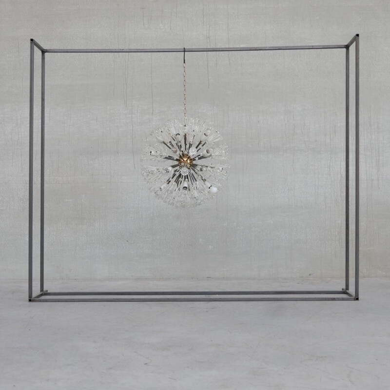 Suspension autrichienne vintage en verre et laiton par Emil Stejnar pour Rupert Nikoll, 1950