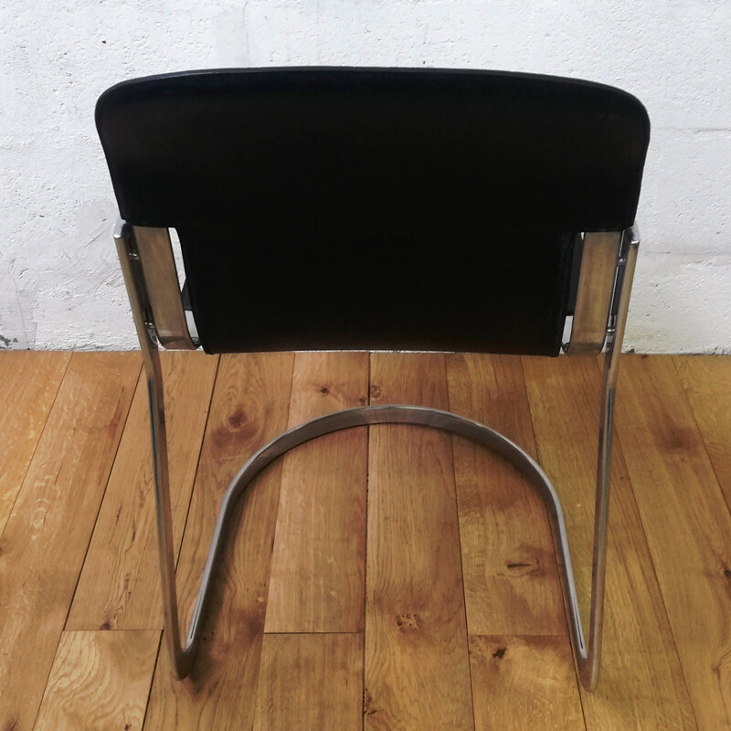 Vintage C2 chair in black leather by Cidue, Italy 1970