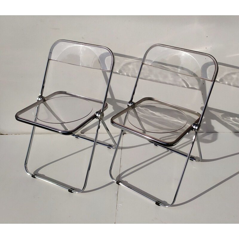 Set of 4 vintage Plia chairs by Piretti for Castelli, 1967