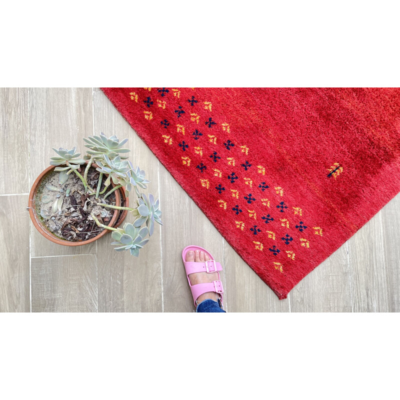 Vintage Indian Gabbeh 100 rug in wool, 1980-1990