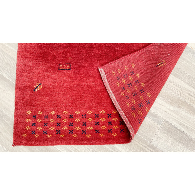 Tapis Indien Gabbeh 100 vintage en laine, 1980-1990