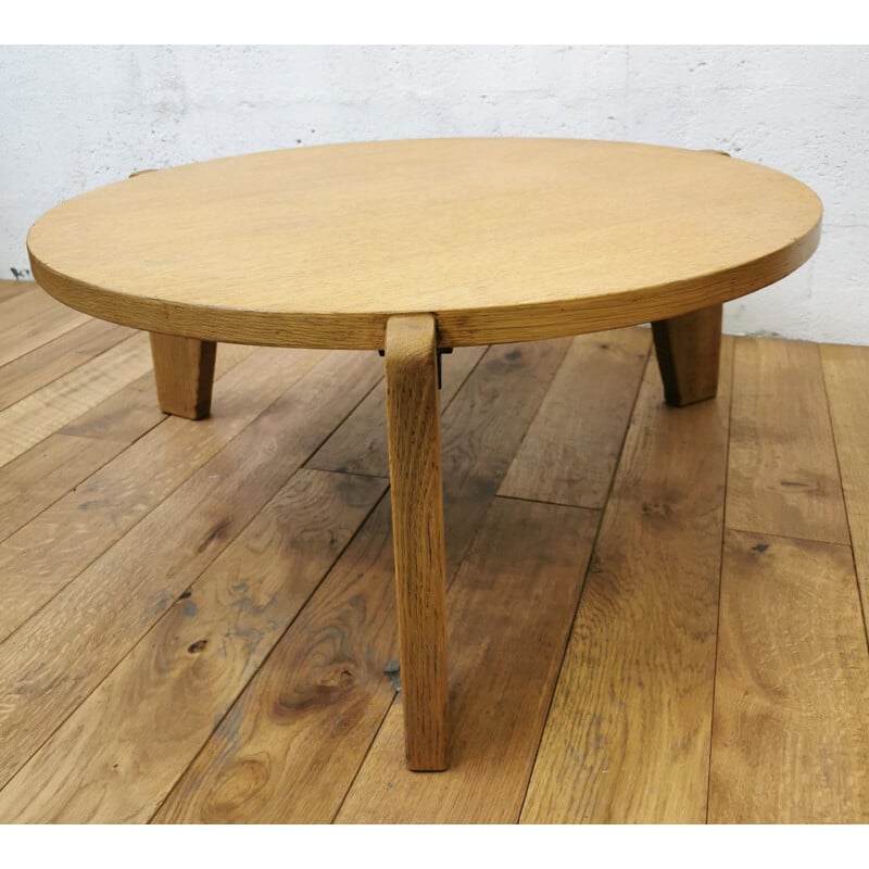 Vintage solid oakwood coffee table by Jean Prouvé for Vitra, 2002