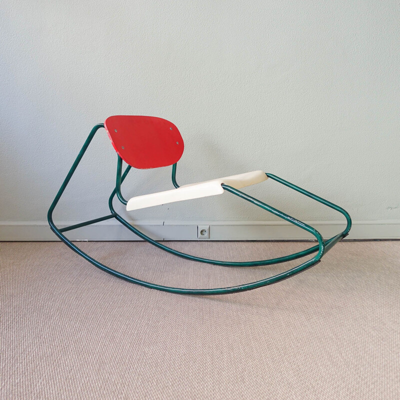 Vintage rocking chair in red bentwood, 1960s